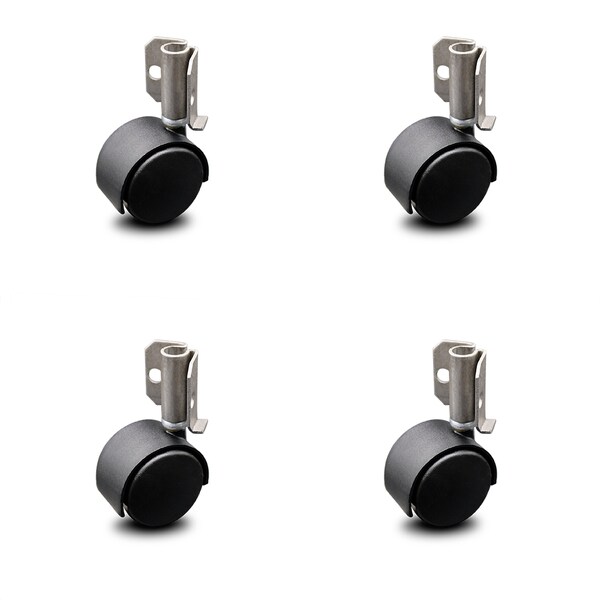 Service Caster 2 Inch Flat Black Hooded Nylon Twin Wheel Caster with Inside Mount Set SCC SCC-GR02S50D-NYS-FB-716X78-CB90-4 - main